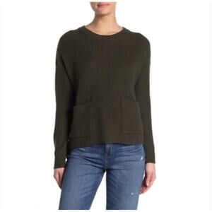 Madewell Green Patch Pocket Ribbed Pullover Sweater